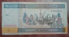 B11 - Bancnota foarte veche - Azerbaidjan - 1000 manat - 2001