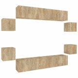 Cumpara ieftin Set dulap TV, 8 piese, stejar sonoma, lemn prelucrat