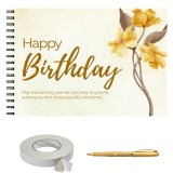 Guestbook/ Set album foto pentru zi de nastere, Happy Birthday, 25 file interioare, A4 lanscape, tematica Floral