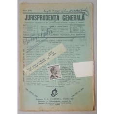 JURISPRUDENTA GENERALA , PUBLICATIUNE SAPTAMANALA DE JURISPRUDENTA REZUMATA ROMANA SI STREINA , NR.19 , 1938