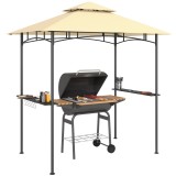 Outsunny Grillpavillon cu LED 240 x 150 x 258 cm rezistent la apă, ignifug, Pavilion de grădină cu acoperiș dublu | Aosom Romania
