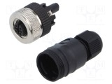 Conector M12 mufă mamă 5 pini 4A 30V IP67 drept pe cablu LUTRONIC
