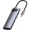 Hub USB-C Baseus Metal Gleam, 3 x USB-A - 1 x USB-C - 1 x HDMI, Gri WKWG020013