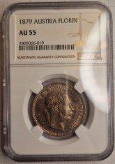 Austria, Imperiu , 1 Florin 1879, gradata, NGC, AU 55, argint foto