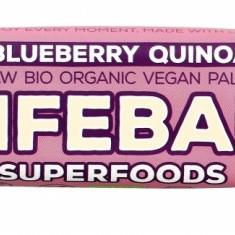 Baton cu afine si quinoa raw Lifebar Bio, 47g, Lifefood