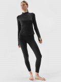 Lenjerie termoactivă scămoșată (colanți) din material reciclat pentru femei - neagră, 4F Sportswear