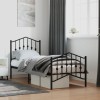 VidaXL Cadru pat metalic cu tăblii de cap/picioare&nbsp;, negru, 75x190 cm 373797