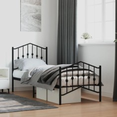 vidaXL Cadru pat metalic cu tăblii de cap/picioare&nbsp;, negru, 75x190 cm 373797