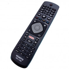 Telecomanda pentru LCD/LED Philips cu Netflix RM-L1285, neagra cu functiile telecomenzii originale + Set 2 baterii VARTA Superlife R03 AAA