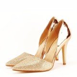 PANTOFI CHAMPAGNE DECUPATI MEGAN 04, 40, 41, Auriu