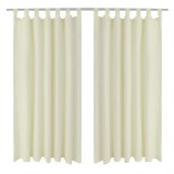 Draperii micro-satin cu bride, 140 x 175 cm, crem, 2 buc.