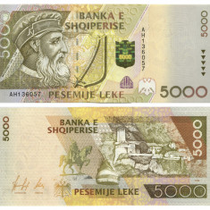 ALBANIA █ bancnota █ 5000 Leke █ 1996 █ P-66 █ UNC █ necirculata