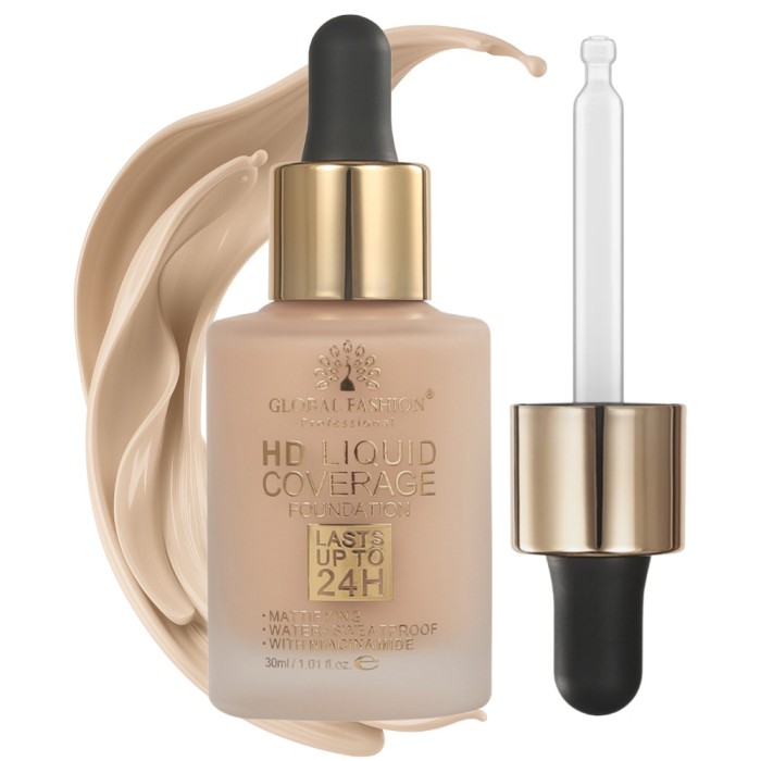 Fond de ten, Global Fashion HD Liquid Coverage Foundation, 30ml, GX05, Caramel
