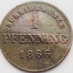 2449 Germania Bavaria 1 pfennig 1866 Maximilian II (uzata) km 856