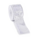 Panglica Craciun textil argintiu efect metalic mm 38 x 10 m