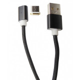 Cablu date si incarcare USB Magnetic mufa Type-C (detasabila) la USB 2.0, 1.2 metri, negru, pentru telefoane cu port tip C