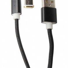 Cablu date si incarcare USB Magnetic mufa Type-C (detasabila) la USB 2.0, 1.2 metri, negru, pentru telefoane cu port tip C