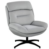 HOMCOM Fotoliu Pivotant, Rotație de 360 de grade, Chenil, Brațe &Icirc;ncorporate, Picioare din Oțel, Gri, Negru | Aosom Romania