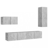 Cumpara ieftin Set de dulapuri TV, 4 piese, gri beton, lemn prelucrat