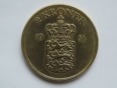 2 KRONER 1951 DANEMARCA-XF foto