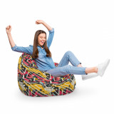 Fotoliu Puf Bean Bag tip Para XL Graffiti Grunge Geometric, Updeco