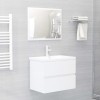 VidaXL Set mobilier de baie, alb extralucios, lemn prelucrat