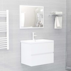 vidaXL Set mobilier de baie, alb extralucios, lemn prelucrat 3071681
