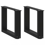 vidaXL Picioare pentru măsuță de cafea &icirc;n formă de U, 2 buc., negru, 40x(30-31) cm, oțel 4013132