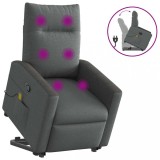 vidaXL Fotoliu de masaj rabatabil cu ridicare, gri &icirc;nchis, textil