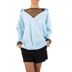 Bluza lejera de culoare bleu, cu insertie transparenta foto