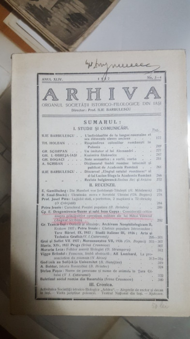 Arhiva, Organul Societății Istorico-Filologice Din Iași, Nr. 3-4, 1937 017