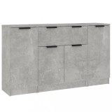 Servante, 3 piese, gri beton, lemn prelucrat