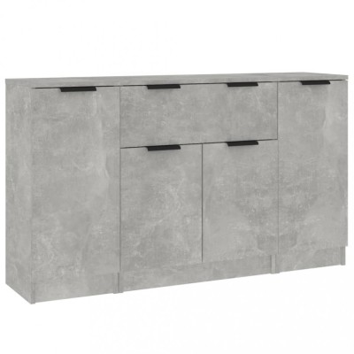 Servante, 3 piese, gri beton, lemn prelucrat foto