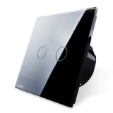Intrerupator touch smart / inteligent, pentru draperie, cu indicator luminos Livolo VL-C702WR-12, wireless, incastrat, negru