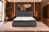 Pat Convers 160x200 cm Cu Lada De Depozitare Tapitat Stofa Gri Inchis Somiera Inclusa (cod ML1612-15)