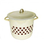 Oala emailata 8l bej cu buline cu capac Handy KitchenServ