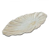 Platou Sticlă Oval, 36x18 cm, Argintiu-Auriu, Oem