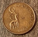 C50 - Moneda foarte veche - Norvegia - 50 ore - 2000