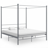 Cadru de pat cu baldachin, gri, 200x200 cm, metal GartenMobel Dekor, vidaXL