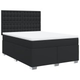 Cumpara ieftin Pat box spring cu saltea, negru, 160x200 cm, piele ecologica