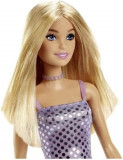 Papusa - Barbie tinute stralucitoare blonda cu rochita mov | Mattel