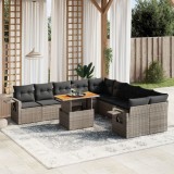 vidaXL Set canapele de grădină cu perne, 11 piese, gri, poliratan 3271949