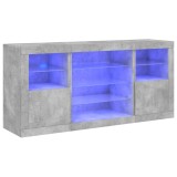 Cumpara ieftin Servanta cu lumini LED, gri beton, 142,5x37x67 cm