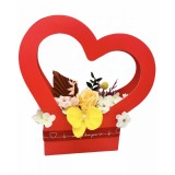 Aranjament floral personalizabil, Eventissimi, Inima cu flori din foita de sapun si plante uscate, Multicolor