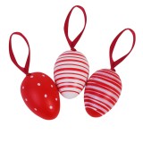 Ou de Paste din Plastic, Rosu si Alb, 6.5 cm, Set 6 buc, CMCLASS