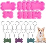 Set de 10 forme pentru brelocuri si 20 lantisoare Smallterm, silicon/metal, roz/argintiu