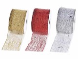 Set 3 role panglica Craciun textil paiete multicolore mm 60 x 20 m