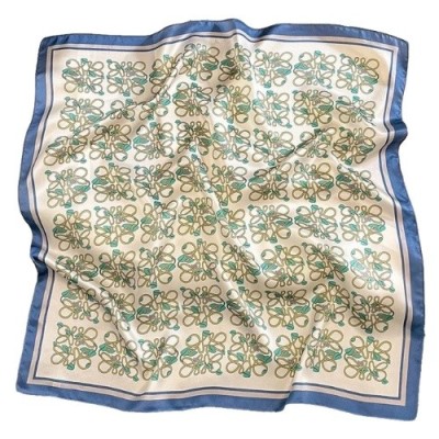 Esarfa satin Vine cu imprimeu elegant verde-albastru foto