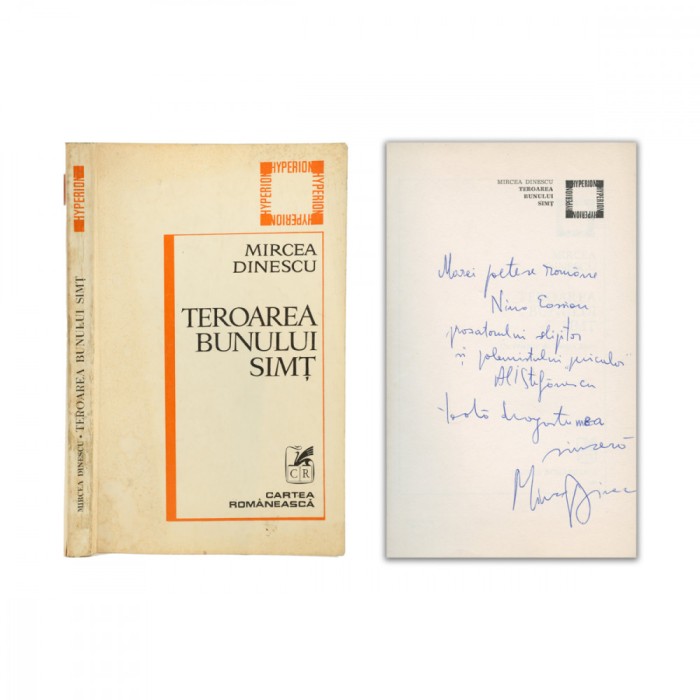 Mircea Dinescu, Teroarea bunului simț, 1980, cu dedicație pentru Nina Cassian și Al. I. Ștefănescu