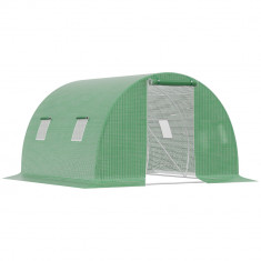 Outsunny Sera de gradina si legume cu protectie din PE, Sera pentru plante cu usa si ferestre cu strangere tip rulou, 3x3x2m, verde